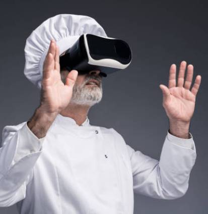Portait of Master chef wearing VR glasses